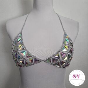 Holographic Triangle Bralette Top